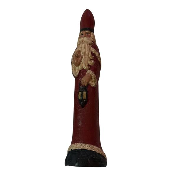 VTG Santa Claus Folk Art Christmas Painted Resin Figurine Group 1993 Holiday - Picture 4 of 8